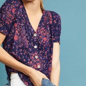 Anthropologie Floral Button Up Shirt size 12